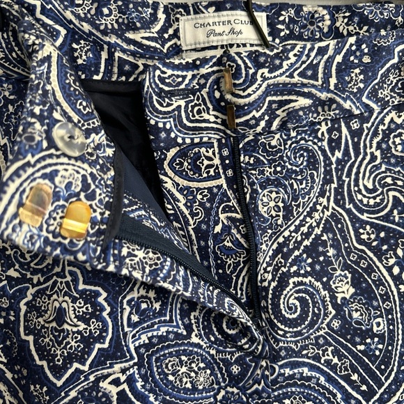 Charter‎ Club Classic Fit Women's 6 Blue Paisley Pants 4 Pocket Preppy Business - Picture 4 of 13